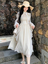 BXOXO party look inspos Autumn Chiffon Princess Party Dress for Women Midi Dresses O-neck Bow Puff Sleeves High Waist Ruffles A-line Vestidos Mujer New